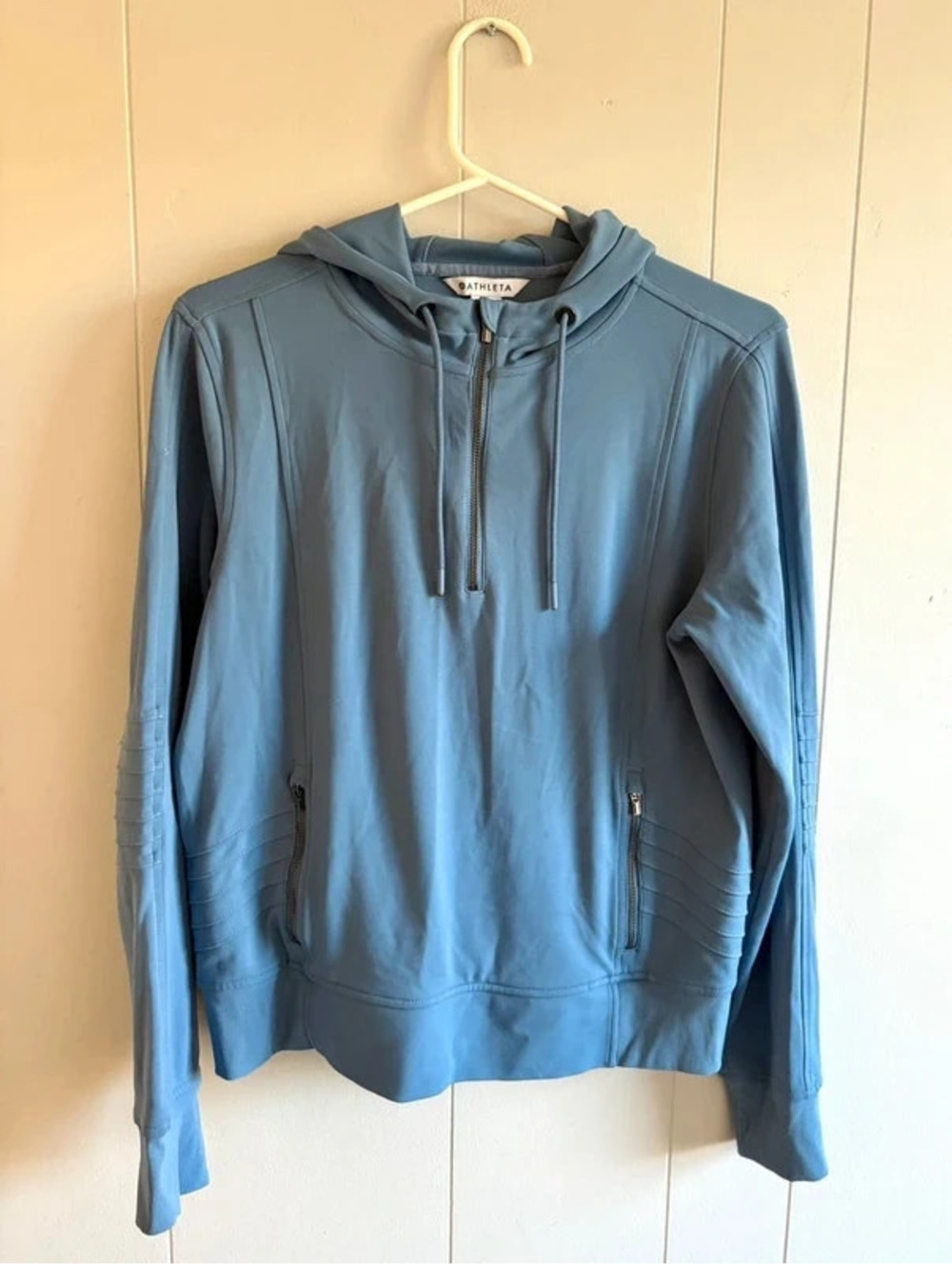 Womens Small Blue Athleta Venice Moto Active Hooded Pullover